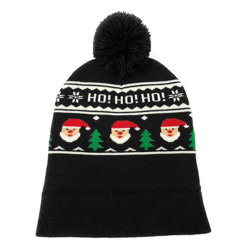 Knitted Christmas Scarf and Cap Set - Black