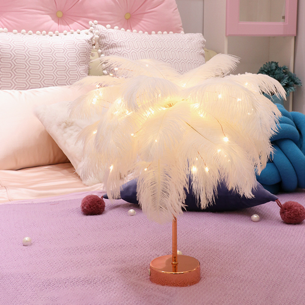 Feather Table Lamp - White