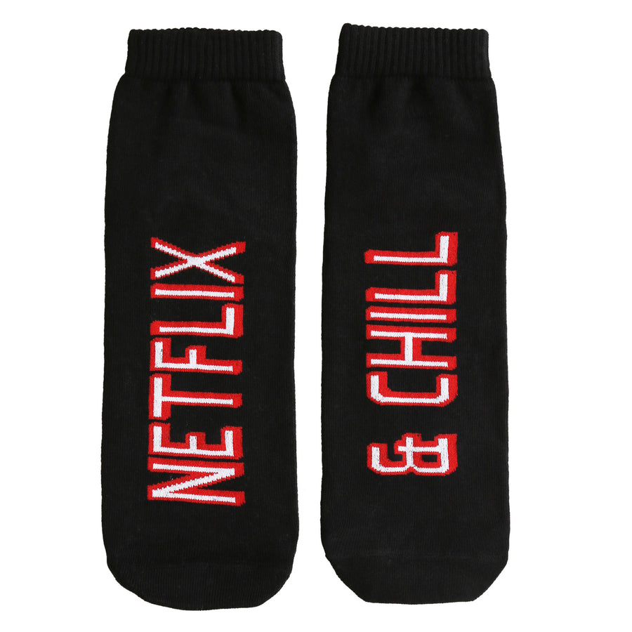 NETFLIX & CHILL BLACK SOCKS - Coral Tree 