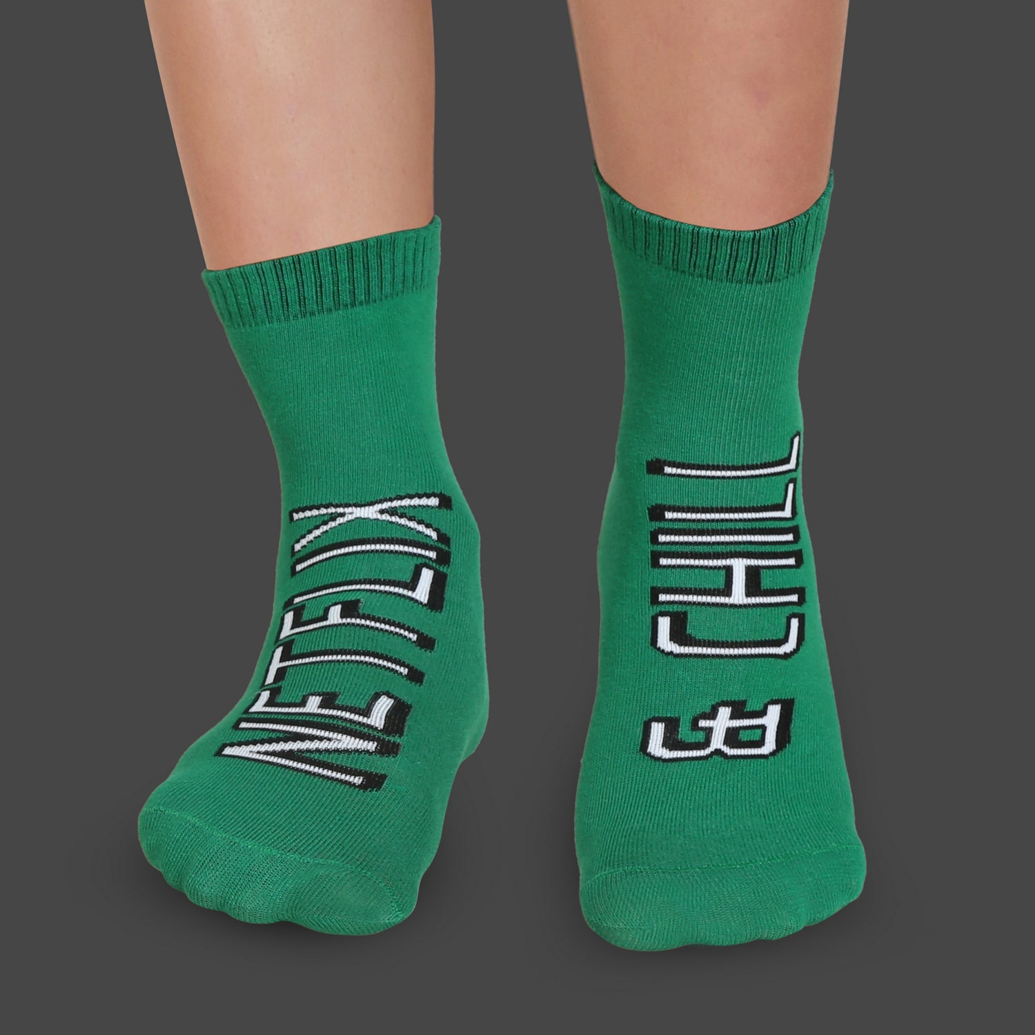 NETFLIX & CHILL GREEN SOCKS - Coral Tree 
