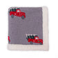 Christmas Truck- Light Grey Red, & Charcoal Green Color Front Cotton Knitted with Sherpa Back Blanket / Throw for Kids - Coral Tree 
