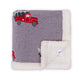 Christmas Truck- Light Grey Red, & Charcoal Green Color Front Cotton Knitted with Sherpa Back Blanket / Throw for Kids - Coral Tree 
