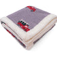Christmas Truck- Light Grey Red, & Charcoal Green Color Front Cotton Knitted with Sherpa Back Blanket / Throw for Kids - Coral Tree 