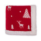 Santa's Reindeer - Red & Ivory Color Front Cotton Knitted with Sherpa Back Blanket / Throw for Kids - Coral Tree 