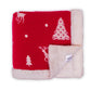 Santa's Reindeer - Red & Ivory Color Front Cotton Knitted with Sherpa Back Blanket / Throw for Kids - Coral Tree 