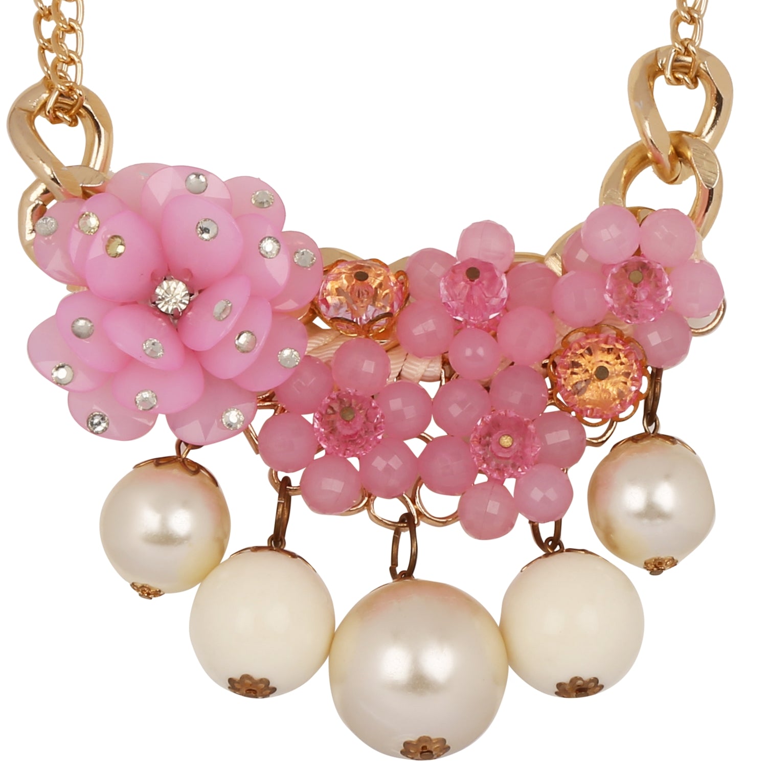 Big Pearl And Flower Necklace - Coral Tree 