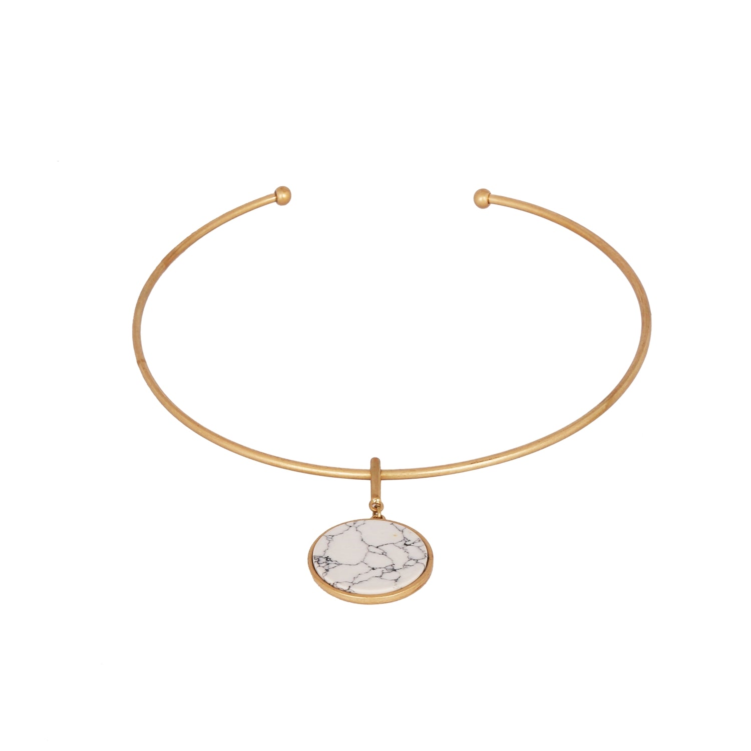 REVERSIBLE METAL BAND ROUND NECKLACE WITH WHITE ITALIAN MOTIVE - Coral Tree 