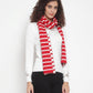 Red & Ivory Striped Cotton Knitted Scarf
