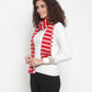 Red & Ivory Striped Cotton Knitted Scarf