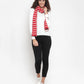 Red & Ivory Striped Cotton Knitted Scarf