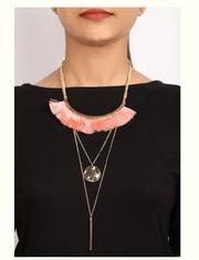 3 layer Peach Tussle Necklace - Coral Tree 