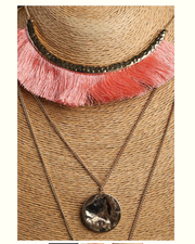 3 layer Peach Tussle Necklace - Coral Tree 