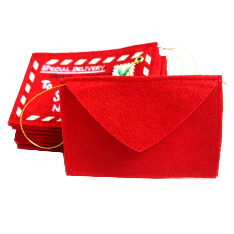 Santa Non-Woven Red Envelop Card Pack Of 5. - Coral Tree 