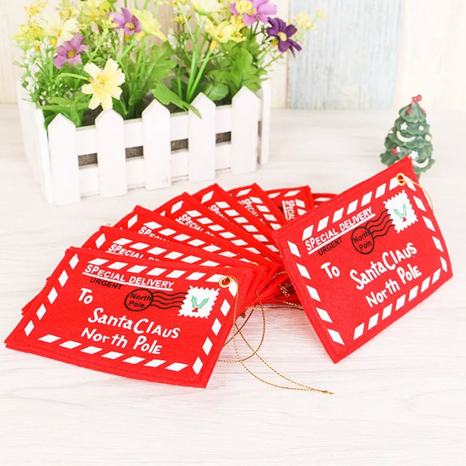 Santa Non-Woven Red Envelop Card Pack Of 5. - Coral Tree 