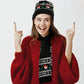 knitted Christmas scarf and cap set- Black