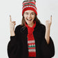 knitted Christmas scarf and cap set- RED