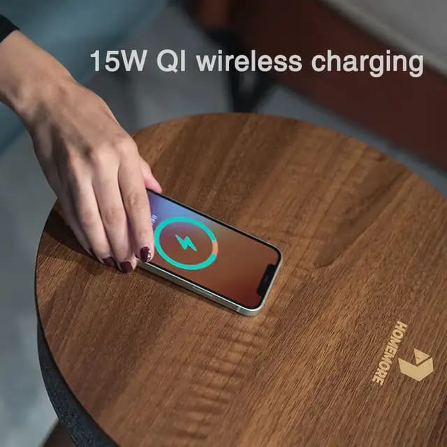Smart Round Coffee Table with inbuilt Speaker and Wireless charger