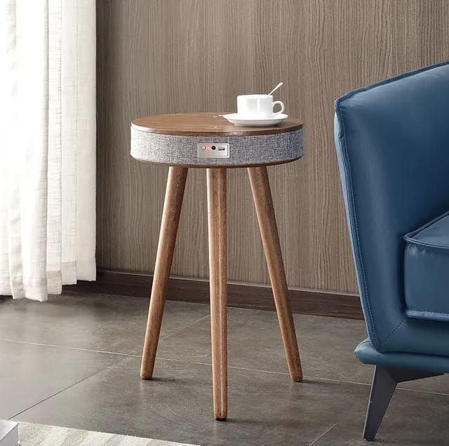 Smart Round Coffee Table with Built-in Speaker and Wireless Charger