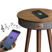 Smart Round Coffee Table with Built-in Speaker and Wireless Charger