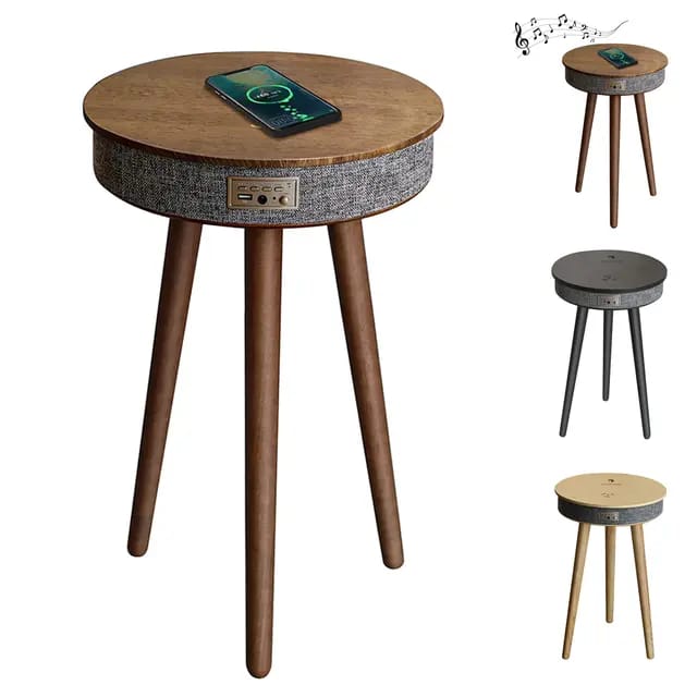 Smart Round Coffee Table with Built-in Speaker and Wireless Charger