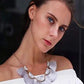 White Semi Circle Marble Necklace with Thread Tassels Jewellery for Women - Coral Tree 