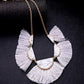 White Semi Circle Marble Necklace with Thread Tassels Jewellery for Women - Coral Tree 