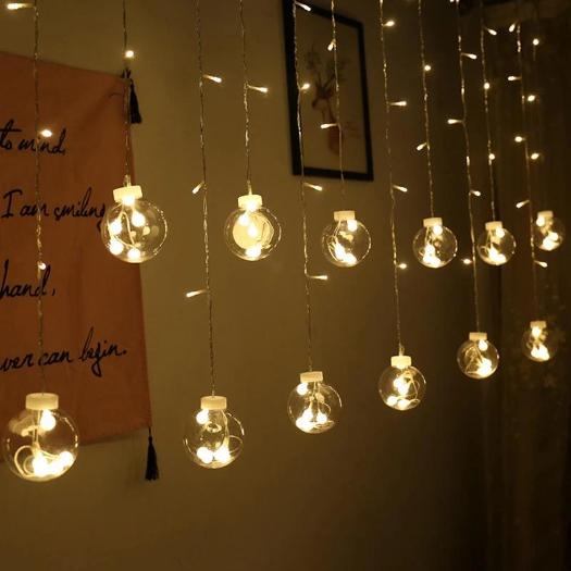12 Double Frame Ball Curtain Lights | Warm White LED