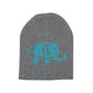 Baby Elephants - Heather Grey & Blue Color Cotton Knitted Caps for Baby / Infant for Use In All Seasons - Coral Tree 