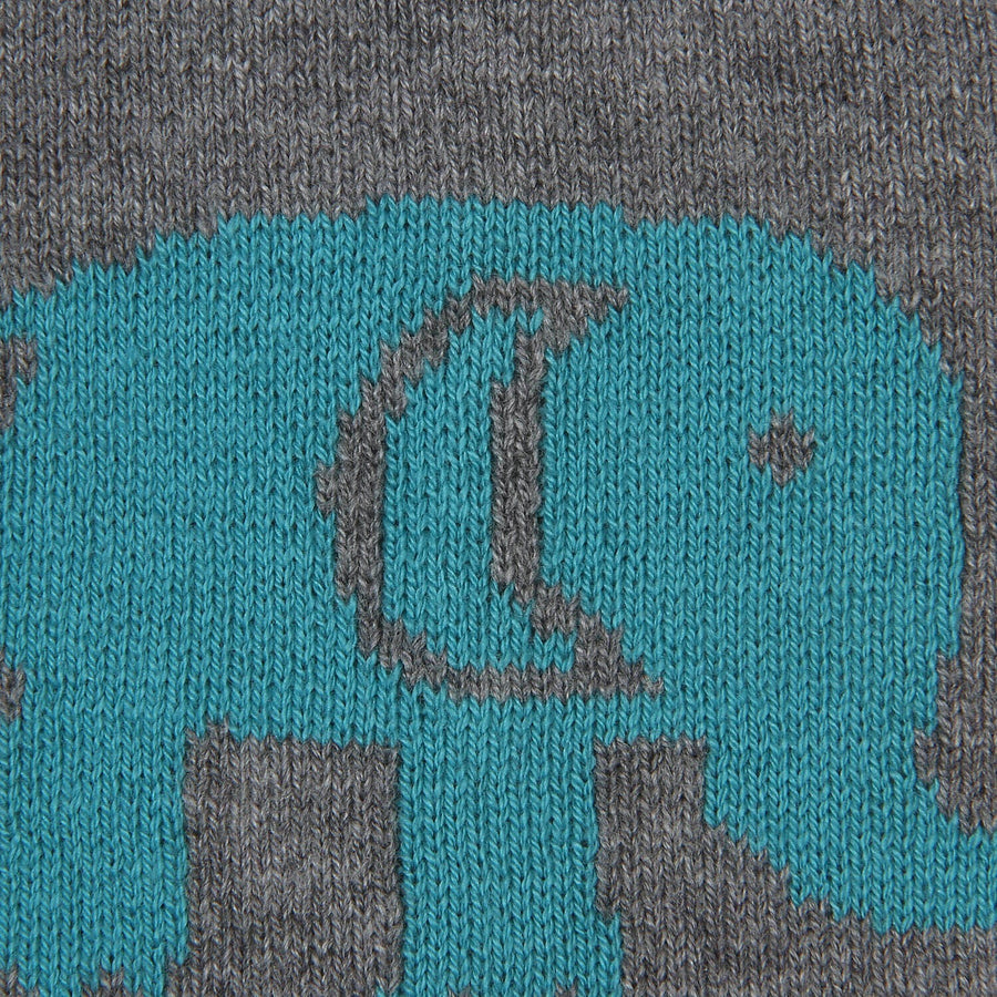 Baby Elephants - Heather Grey & Blue Color Cotton Knitted Caps for Baby / Infant for Use In All Seasons - Coral Tree 