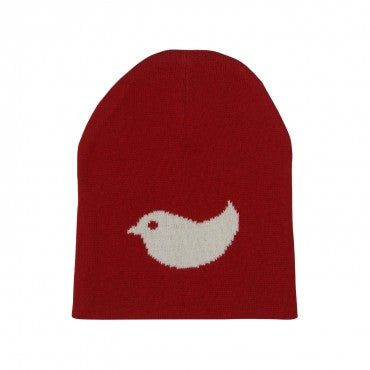 Birdie - Red & Ivory Cotton Knitted New Born /Baby Cap / Hat for Use In All Seasons - Coral Tree 