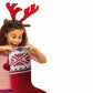 Christmas Stocking- Cotton knitted stocking Red/Natural/Lt Grey Mel/Dk Grey Mel - Coral Tree 