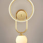 Light Gold Ring with Milky Glass Ball Wall Light