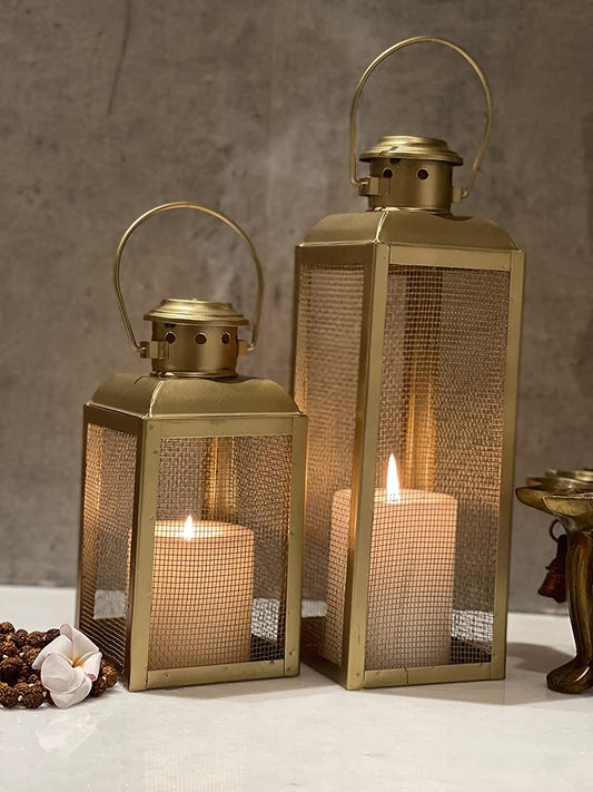 Iron Lanterns and Candle Tealight Holders (Set of 2)