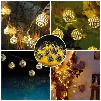 Metal Ball Decorative String Light with Warm White LED