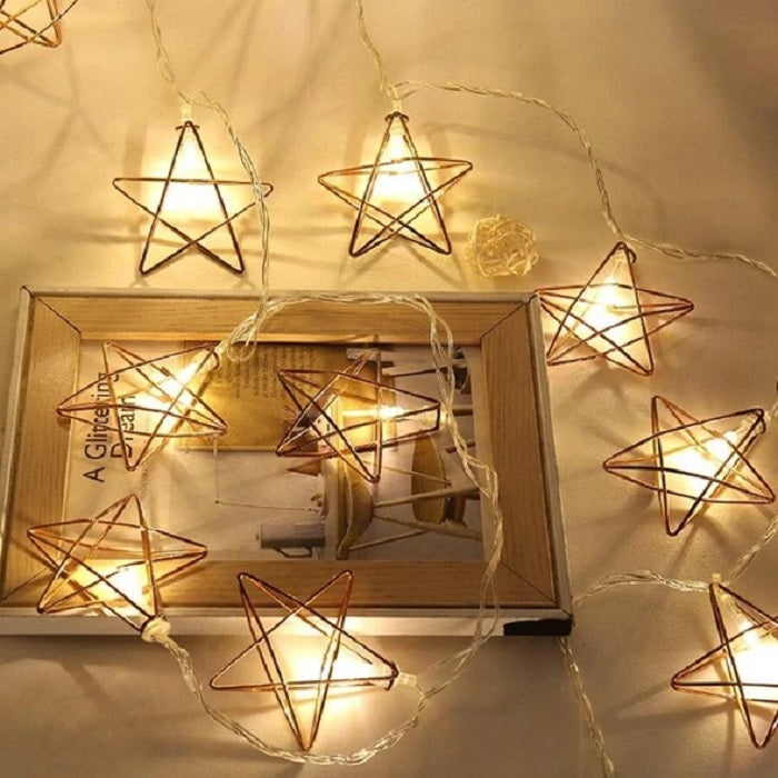 Rose Gold Star LED Light with 10 Lamps