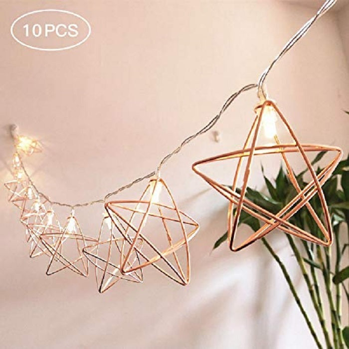 Rose Gold Star LED Light with 10 Lamps