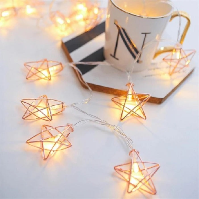 Rose Gold Star LED Light with 10 Lamps