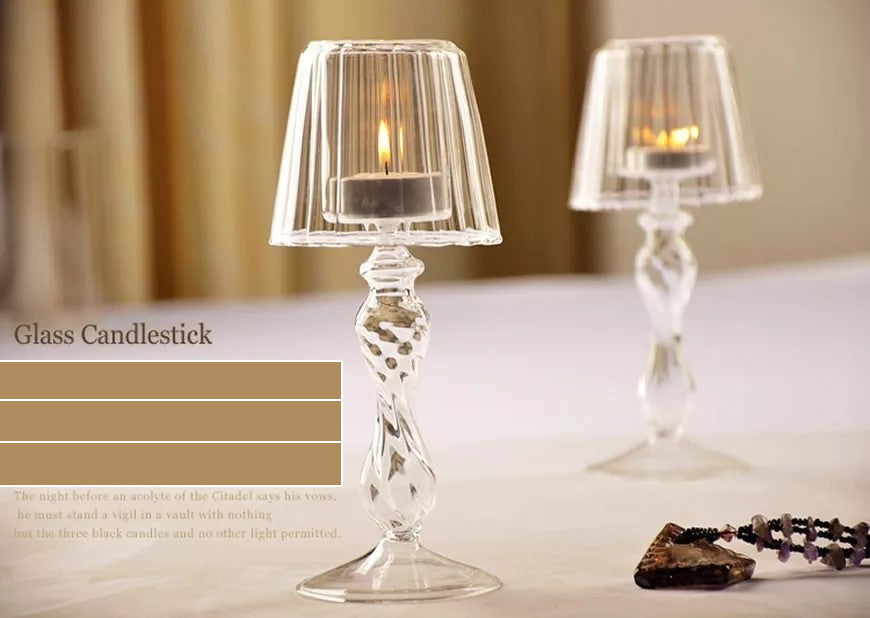 Glass T-Candle Holder Lamp