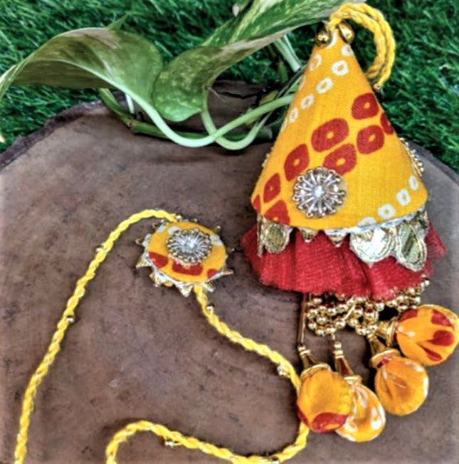 Yellow Bandhej Rakhi